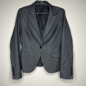 Express Design Studio Women's Gray Stretch Single-Breasted Blazer Size 6